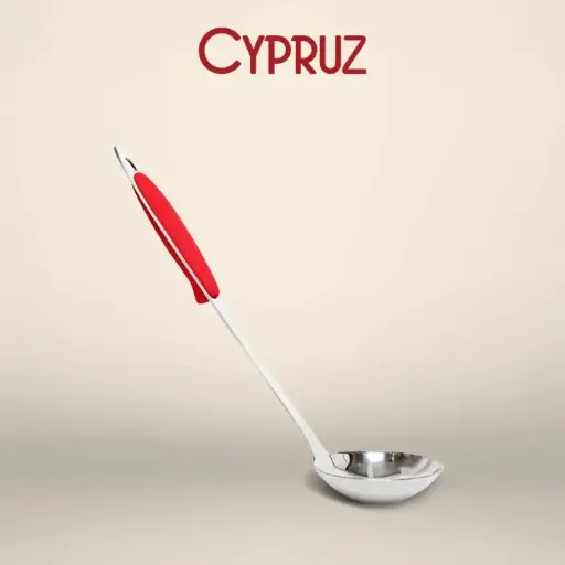 Cypruz Utensil Red Handle Series Ladle Full